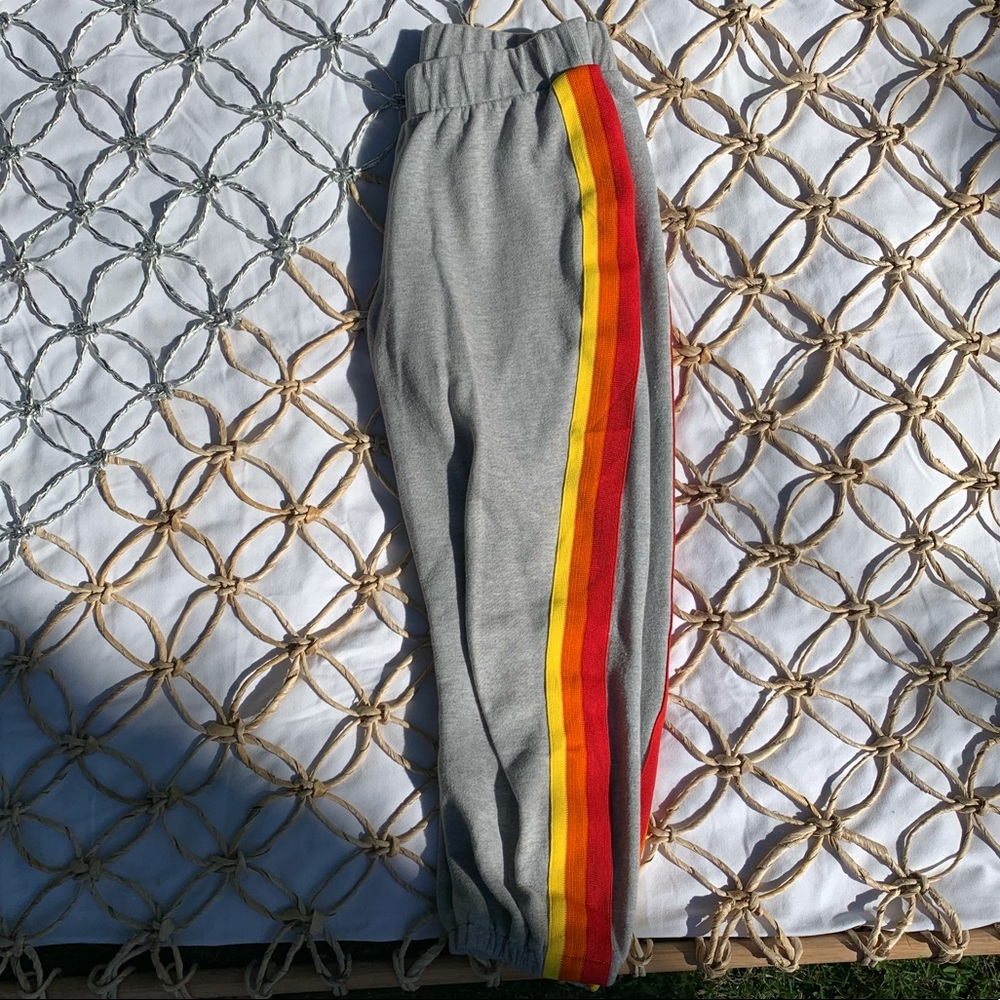 Wesley Grey & Colorful stripe sweatpants Small
